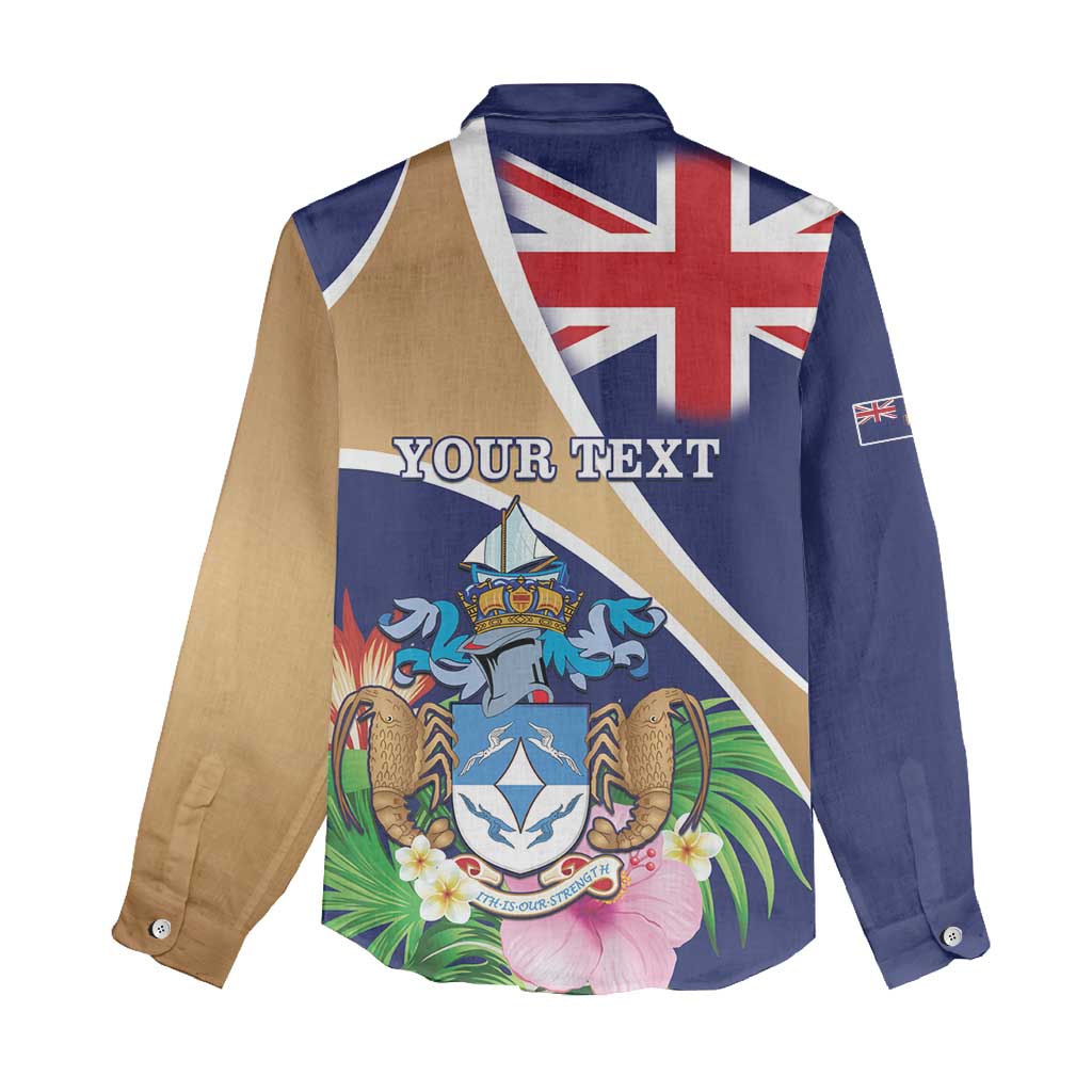 Personalized Tristan da Cunha Women Casual Shirt Coat Of Arms Tropical Flowers