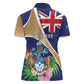 Personalized Tristan da Cunha Women Polo Shirt Coat Of Arms Tropical Flowers