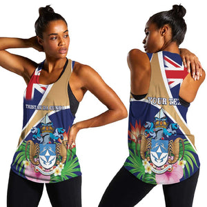 Personalized Tristan da Cunha Women Racerback Tank Coat Of Arms Tropical Flowers
