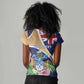 Personalized Tristan da Cunha Women V-Neck T-Shirt Coat Of Arms Tropical Flowers