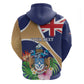 Personalized Tristan da Cunha Zip Hoodie Coat Of Arms Tropical Flowers