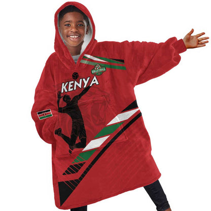 Custom Kenya Volleyball Kid Wearable Blanket Hoodie Go Champions
