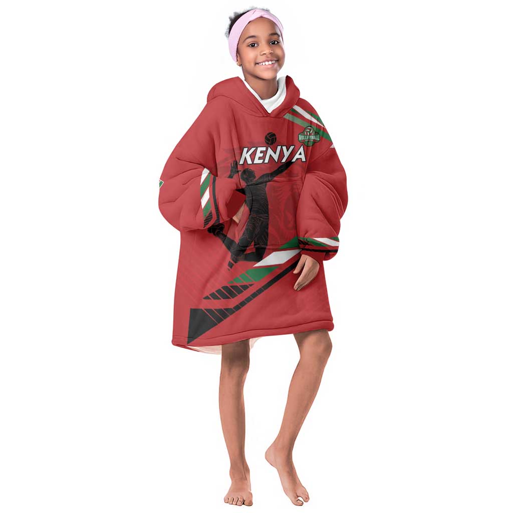 Custom Kenya Volleyball Kid Wearable Blanket Hoodie Go Champions