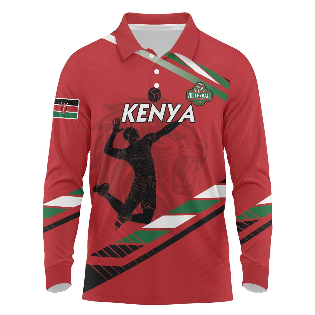 Custom Kenya Volleyball Long Sleeve Polo Shirt Go Champions