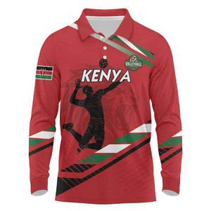 Custom Kenya Volleyball Long Sleeve Polo Shirt Go Champions