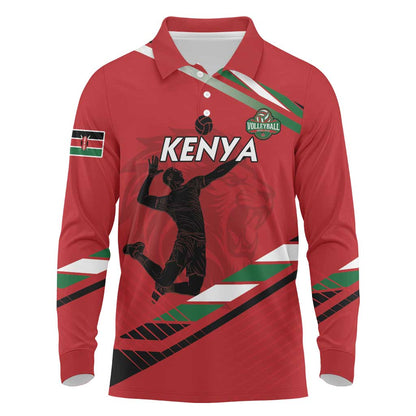 Custom Kenya Volleyball Long Sleeve Polo Shirt Go Champions