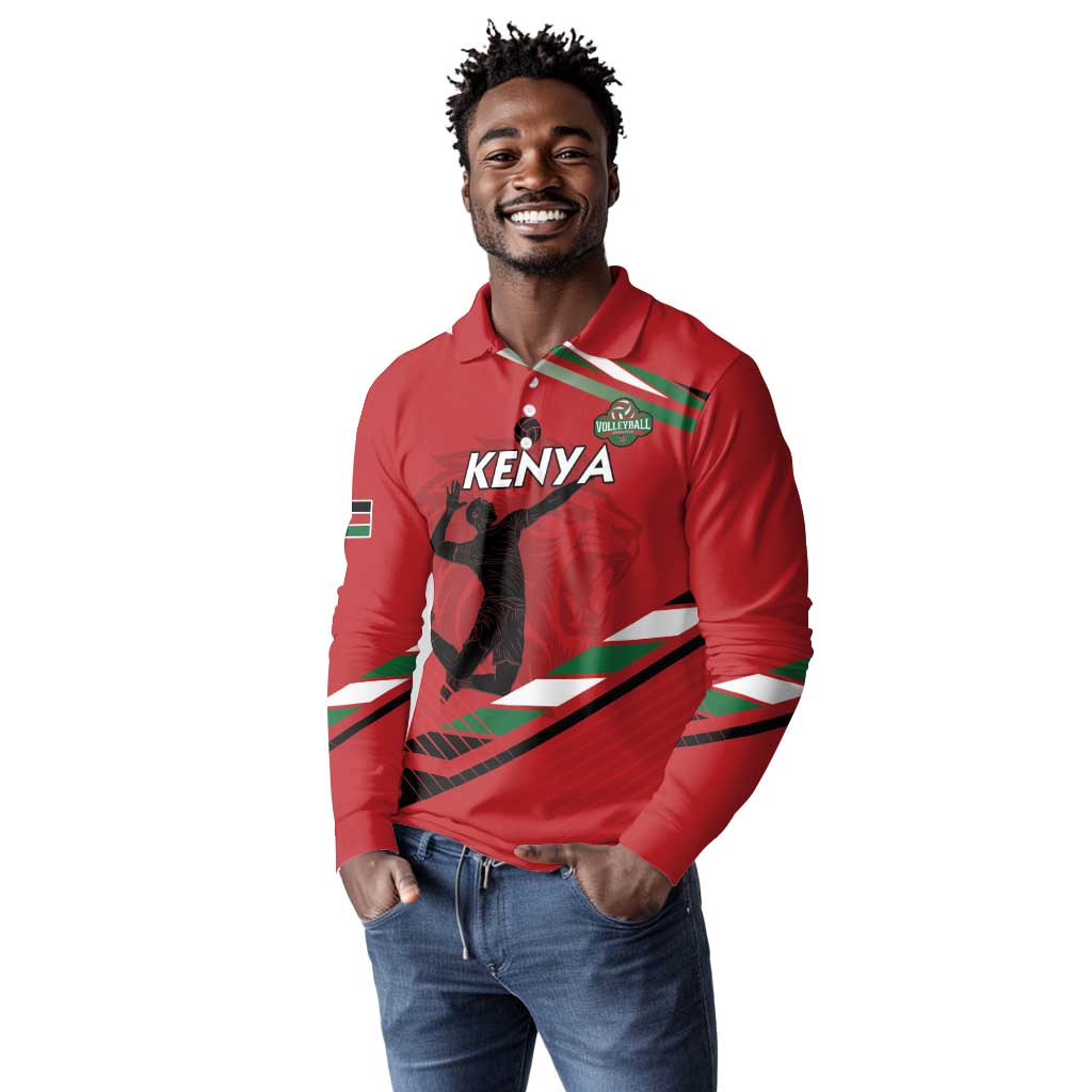 Custom Kenya Volleyball Long Sleeve Polo Shirt Go Champions
