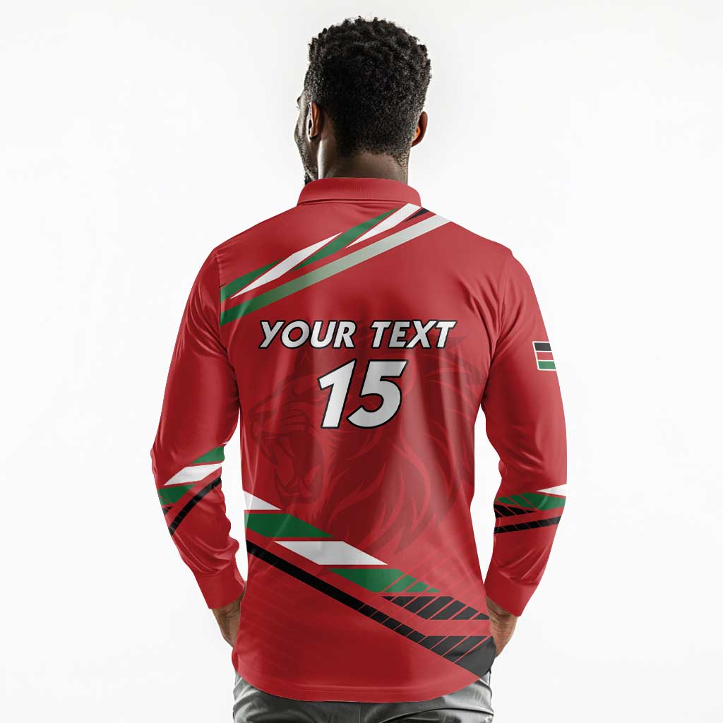 Custom Kenya Volleyball Long Sleeve Polo Shirt Go Champions