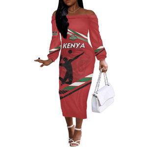 Custom Kenya Volleyball Off The Shoulder Long Sleeve Dress Go Champions