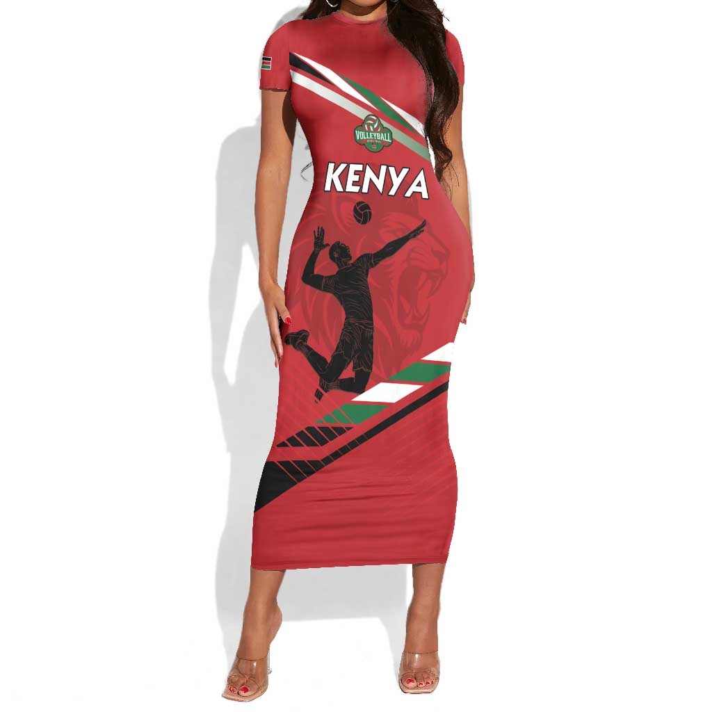 Custom Kenya Volleyball Short Sleeve Bodycon Dress Go Champions LT15