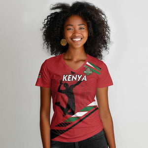 Custom Kenya Volleyball Women V-Neck T-Shirt Go Champions