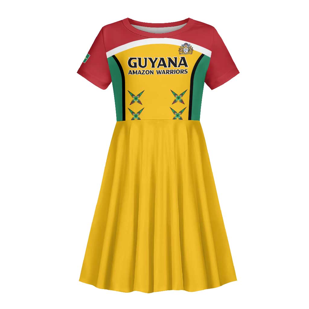 Guyana Cricket Custom Kid Short Sleeve Dress Go Amazon Warriors Go - African Pride