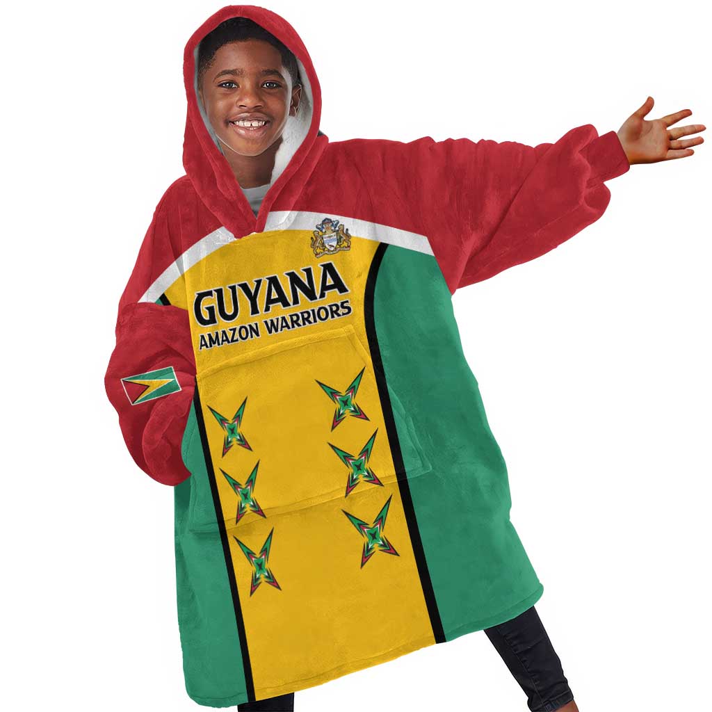 Guyana Cricket Custom Kid Wearable Blanket Hoodie Go Amazon Warriors Go - African Pride