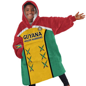 Guyana Cricket Custom Kid Wearable Blanket Hoodie Go Amazon Warriors Go - African Pride
