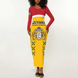 Guyana Cricket Custom Long Sleeve Bodycon Dress Go Amazon Warriors Go - African Pride