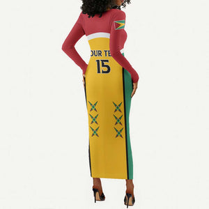 Guyana Cricket Custom Long Sleeve Bodycon Dress Go Amazon Warriors Go - African Pride