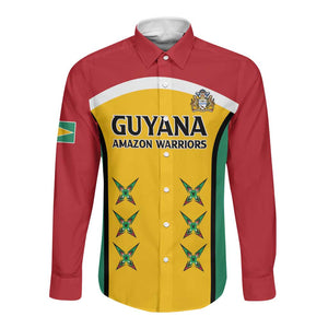 Guyana Cricket Custom Long Sleeve Button Shirt Go Amazon Warriors Go - African Pride