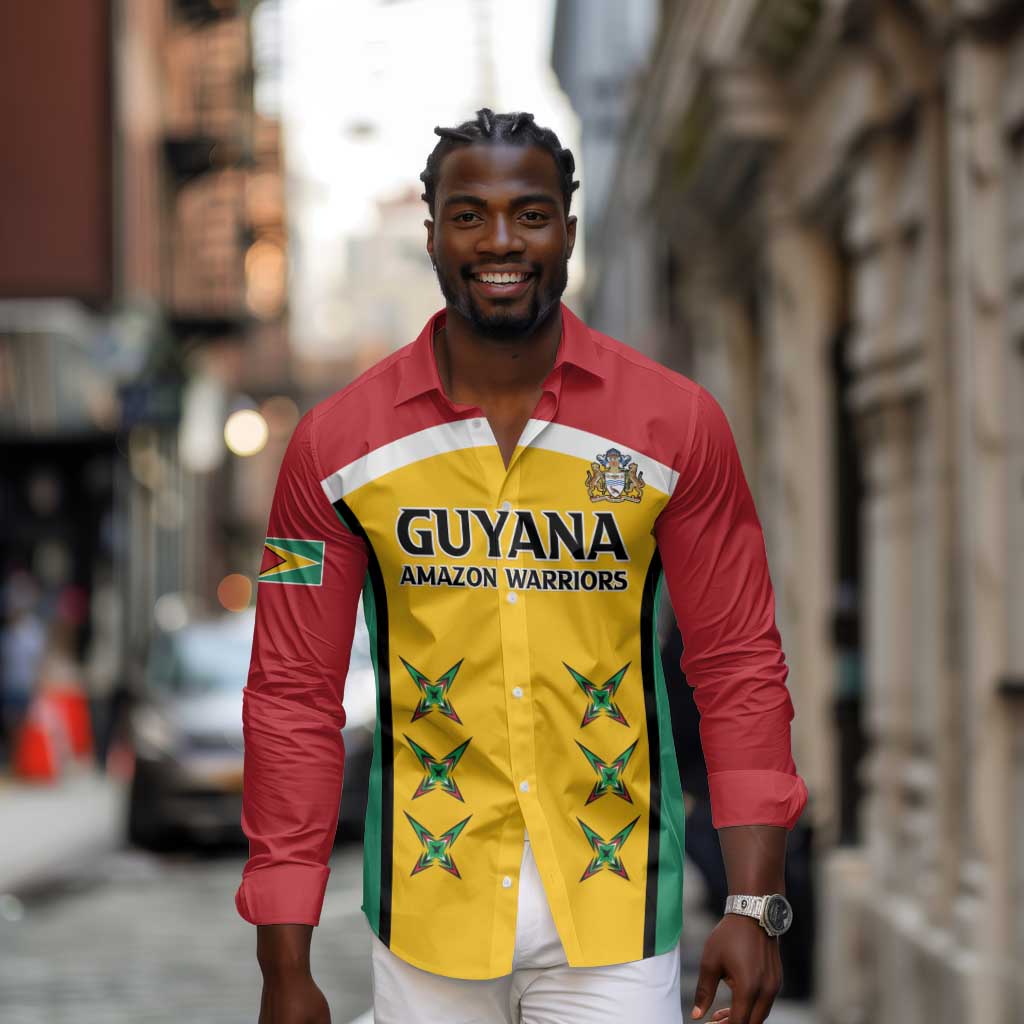 Guyana Cricket Custom Long Sleeve Button Shirt Go Amazon Warriors Go - African Pride