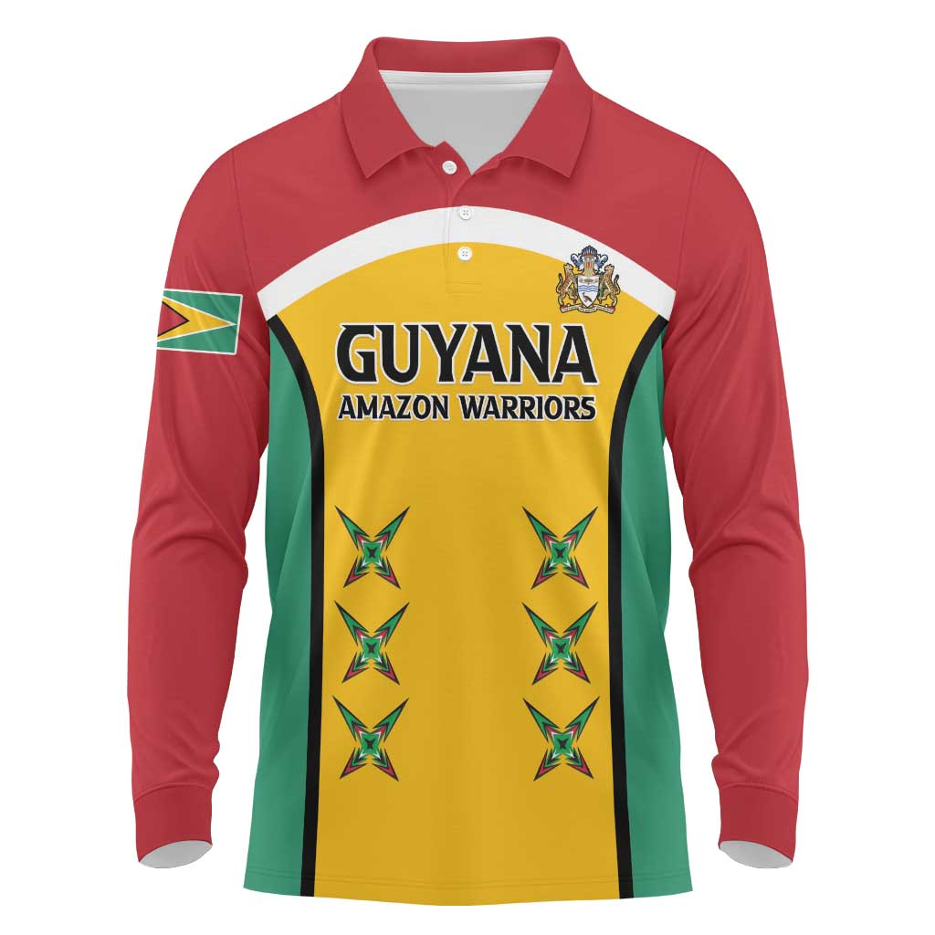 Guyana Cricket Custom Long Sleeve Polo Shirt Go Amazon Warriors Go - African Pride