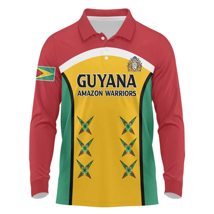 Guyana Cricket Custom Long Sleeve Polo Shirt Go Amazon Warriors Go - African Pride