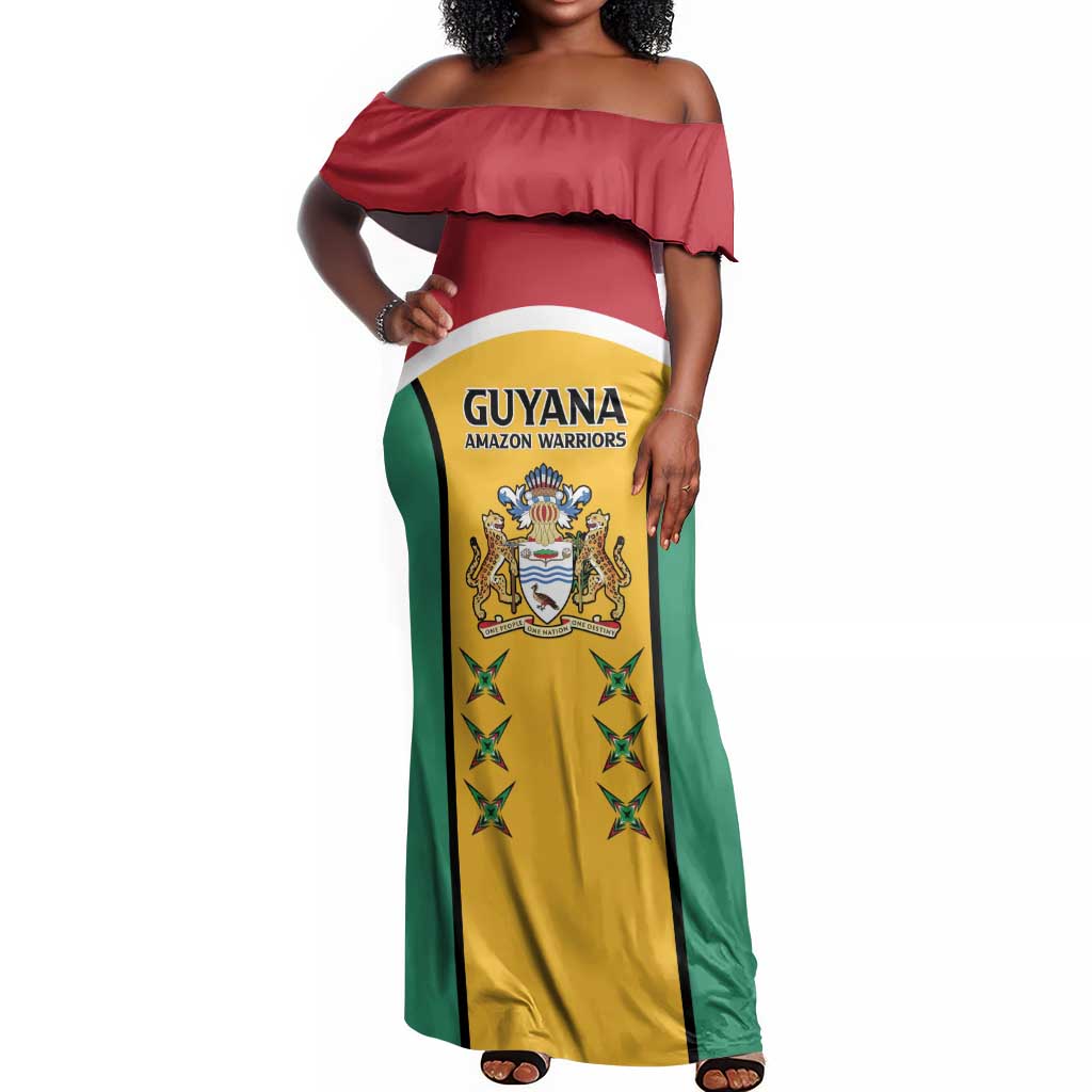 Guyana Cricket Custom Off Shoulder Maxi Dress Go Amazon Warriors Go - African Pride