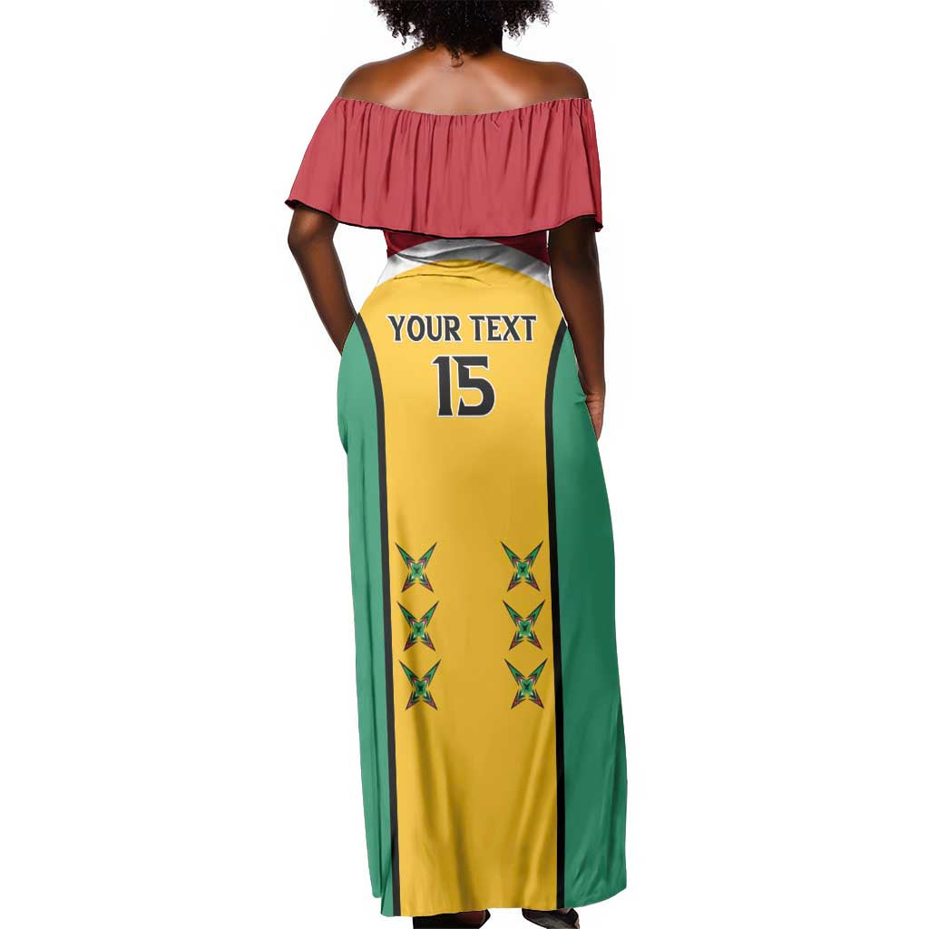 Guyana Cricket Custom Off Shoulder Maxi Dress Go Amazon Warriors Go - African Pride