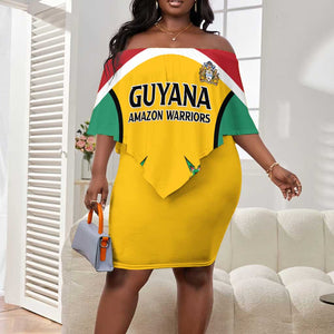 Guyana Cricket Custom Off Shoulder Short Dress Go Amazon Warriors Go - African Pride