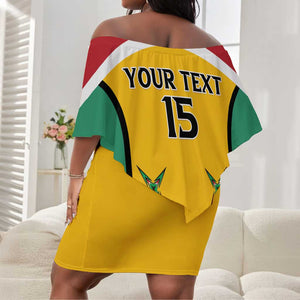 Guyana Cricket Custom Off Shoulder Short Dress Go Amazon Warriors Go - African Pride