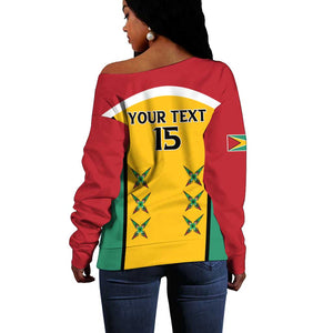 Guyana Cricket Custom Off Shoulder Sweater Go Amazon Warriors Go - African Pride