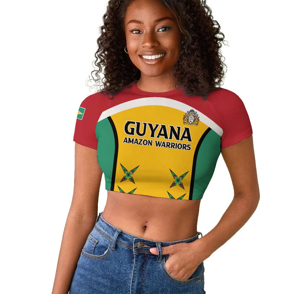 Guyana Cricket Custom Raglan Cropped T shirt Go Amazon Warriors Go - African Pride