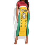 Guyana Cricket Custom Short Sleeve Bodycon Dress Go Amazon Warriors Go - African Pride