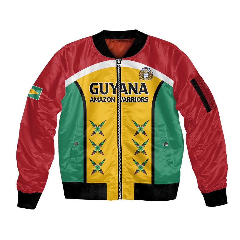 Guyana Cricket Custom Sleeve Zip Bomber Jacket Go Amazon Warriors Go - African Pride