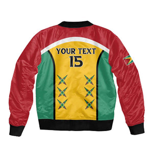 Guyana Cricket Custom Sleeve Zip Bomber Jacket Go Amazon Warriors Go - African Pride