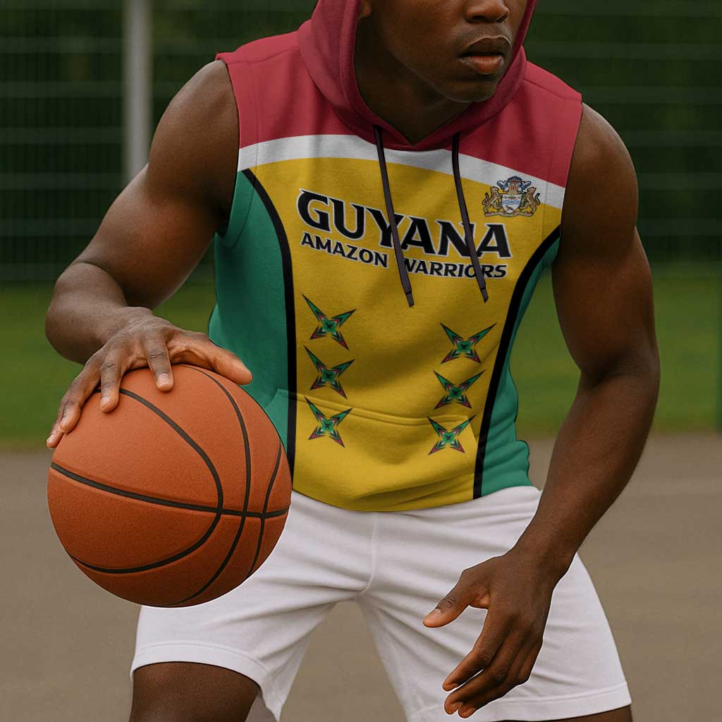 Guyana Cricket Sleeveless Hoodie Go Amazon Warriors Go - African Pride