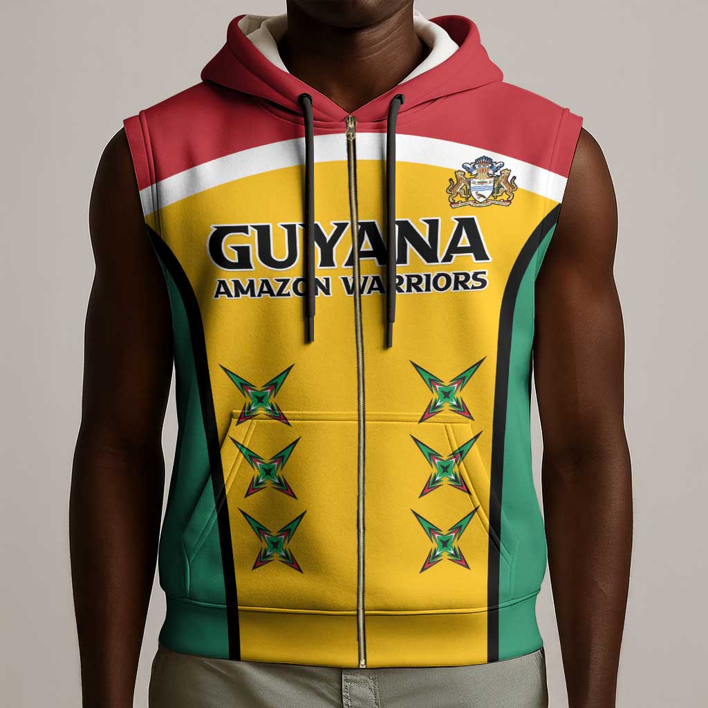 Guyana Cricket Sleeveless Zip Hoodie Go Amazon Warriors Go - African Pride