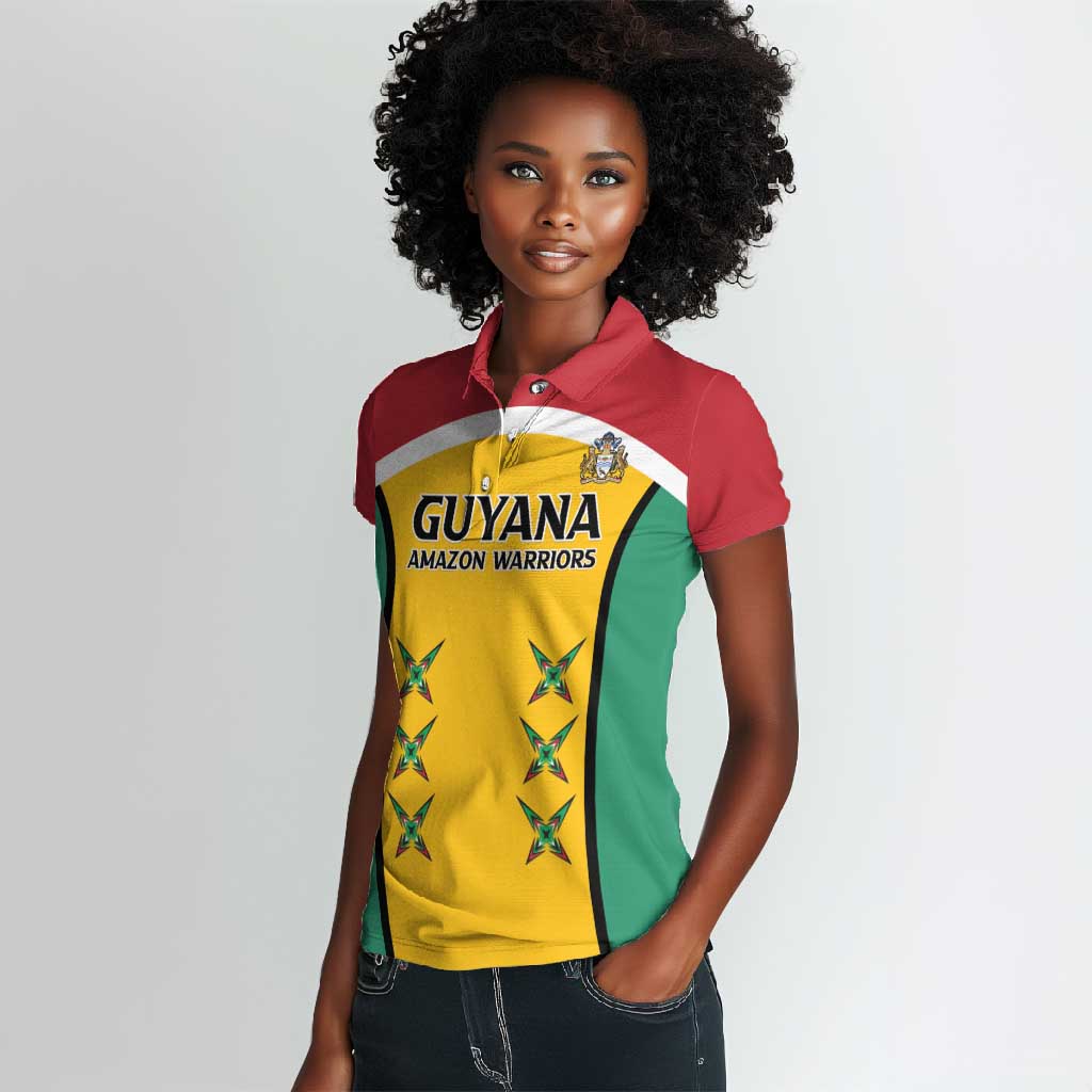 Guyana Cricket Custom Women Polo Shirt Go Amazon Warriors Go - African Pride