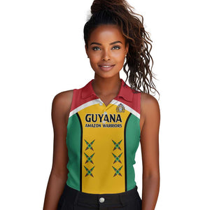 Guyana Cricket Custom Women Sleeveless Polo Shirt Go Amazon Warriors Go - African Pride