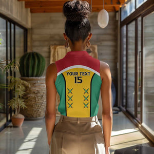 Guyana Cricket Custom Women Sleeveless Polo Shirt Go Amazon Warriors Go - African Pride
