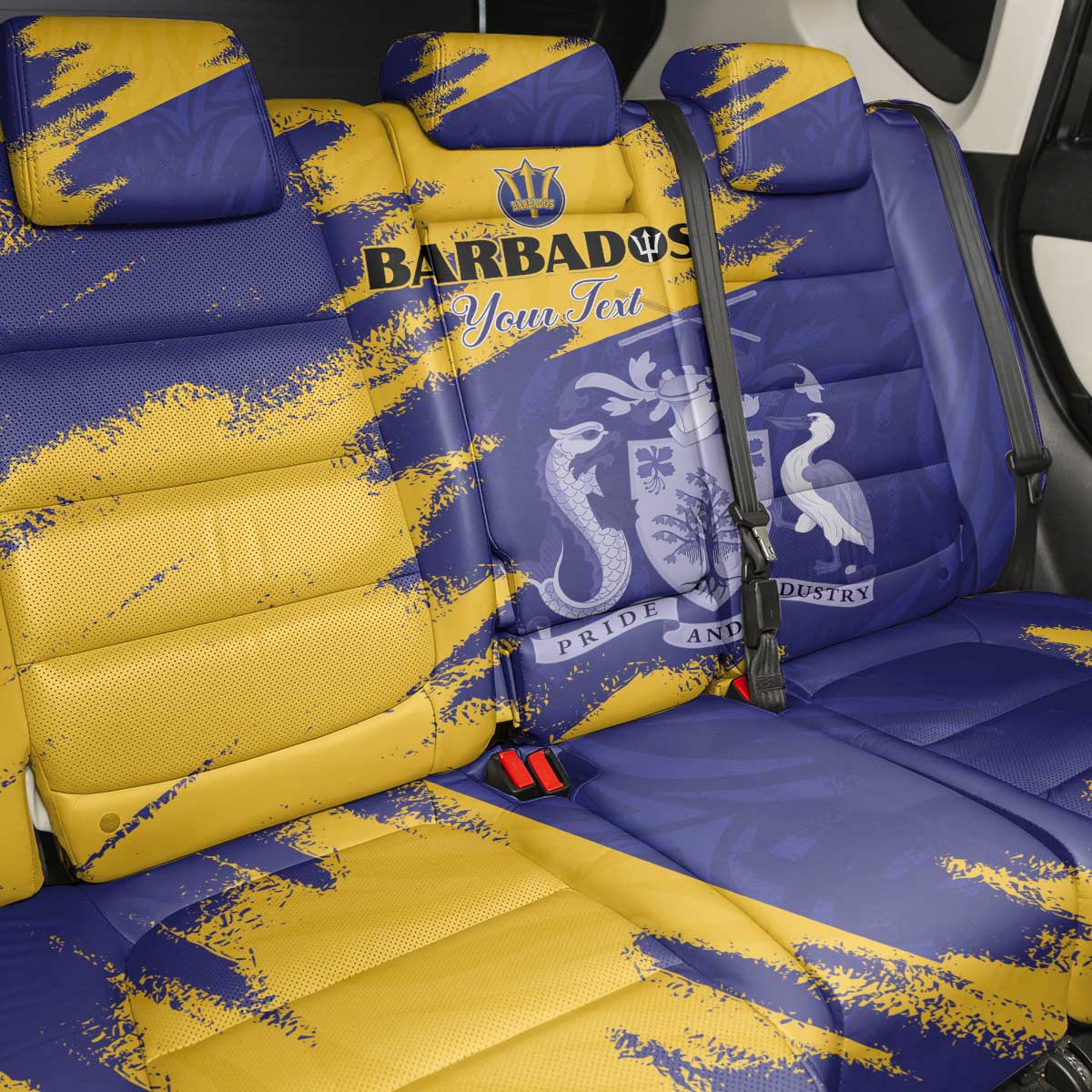 Barbados Royals Cricket Custom Back Car Seat Cover Coat Of Arms Flag Style - African Pride