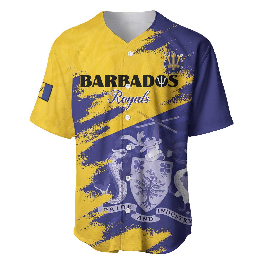Barbados Royals Cricket Custom Baseball Jersey Coat Of Arms Flag Style - African Pride