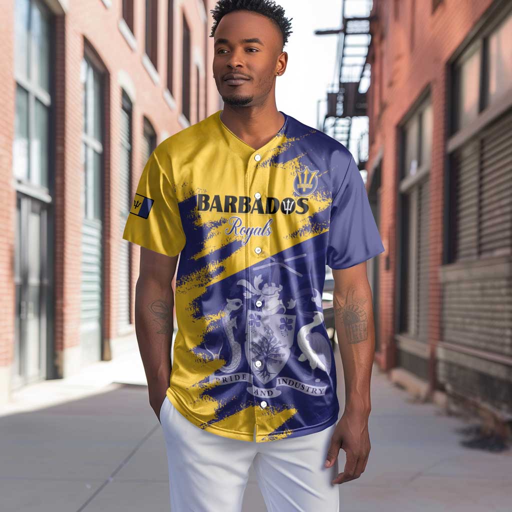 Barbados Royals Cricket Custom Baseball Jersey Coat Of Arms Flag Style - African Pride