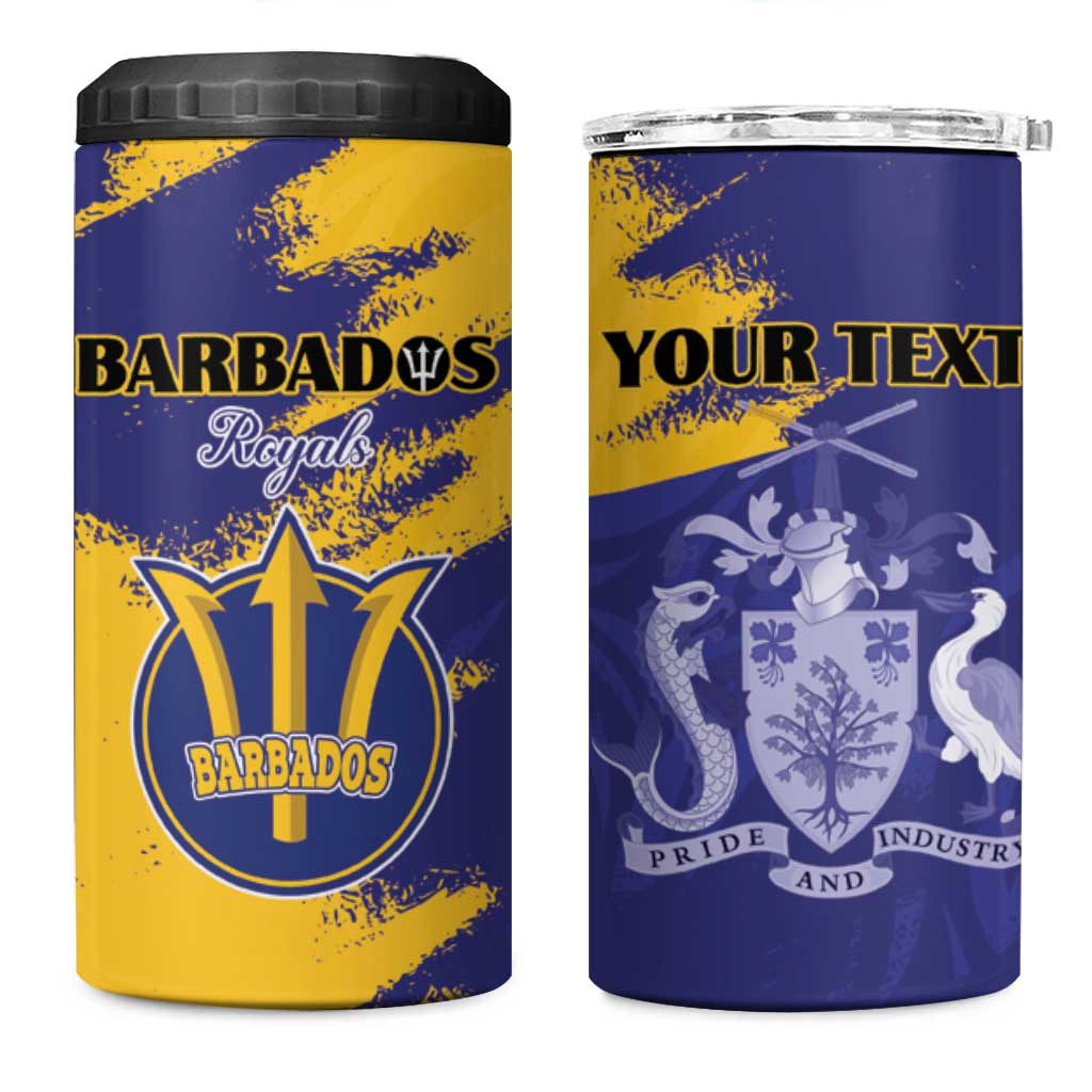 Barbados Royals Cricket Custom 4 in 1 Can Cooler Tumbler Coat Of Arms Flag Style - African Pride