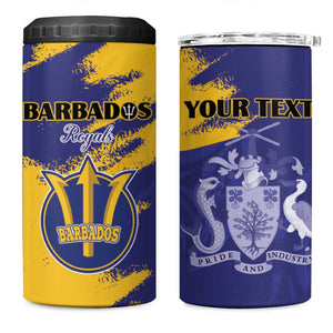 Barbados Royals Cricket Custom 4 in 1 Can Cooler Tumbler Coat Of Arms Flag Style - African Pride