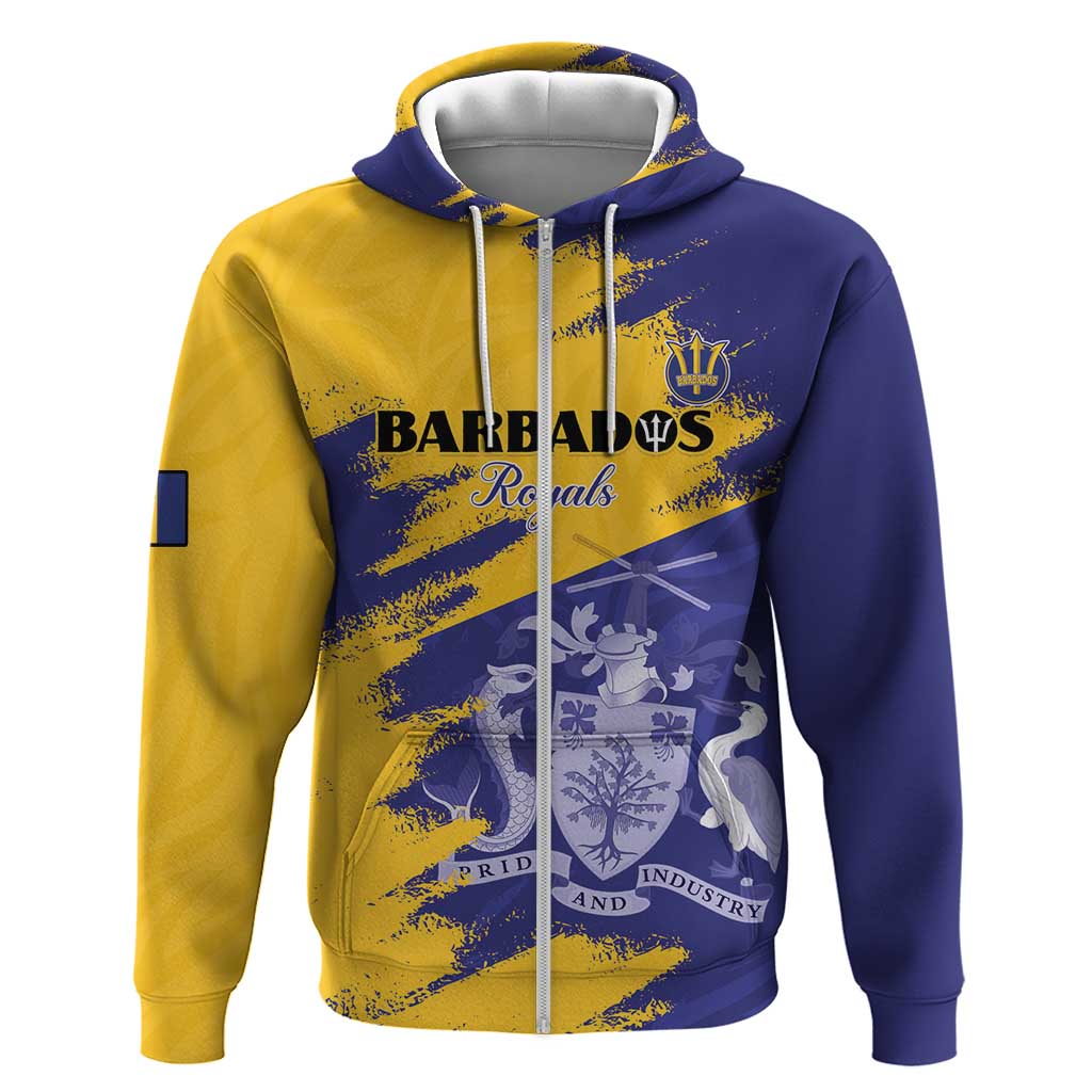 Barbados Royals Cricket Custom Hoodie Coat Of Arms Flag Style - African Pride