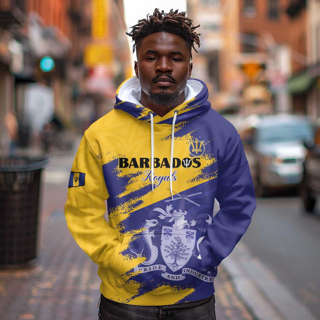 Barbados Royals Cricket Custom Hoodie Coat Of Arms Flag Style - African Pride