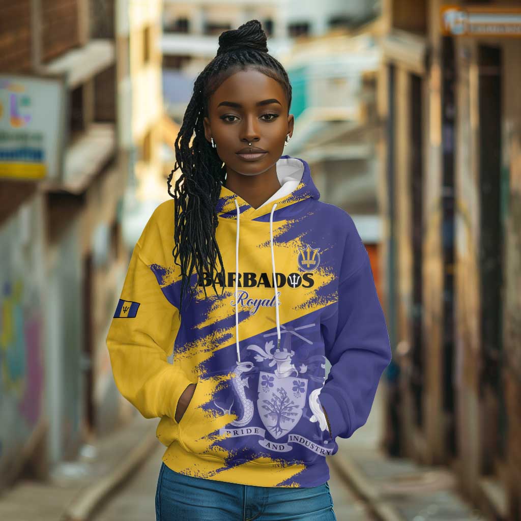 Barbados Royals Cricket Custom Hoodie Coat Of Arms Flag Style - African Pride