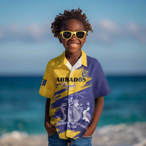 Barbados Royals Cricket Custom Kid Hawaiian Shirt Coat Of Arms Flag Style - African Pride