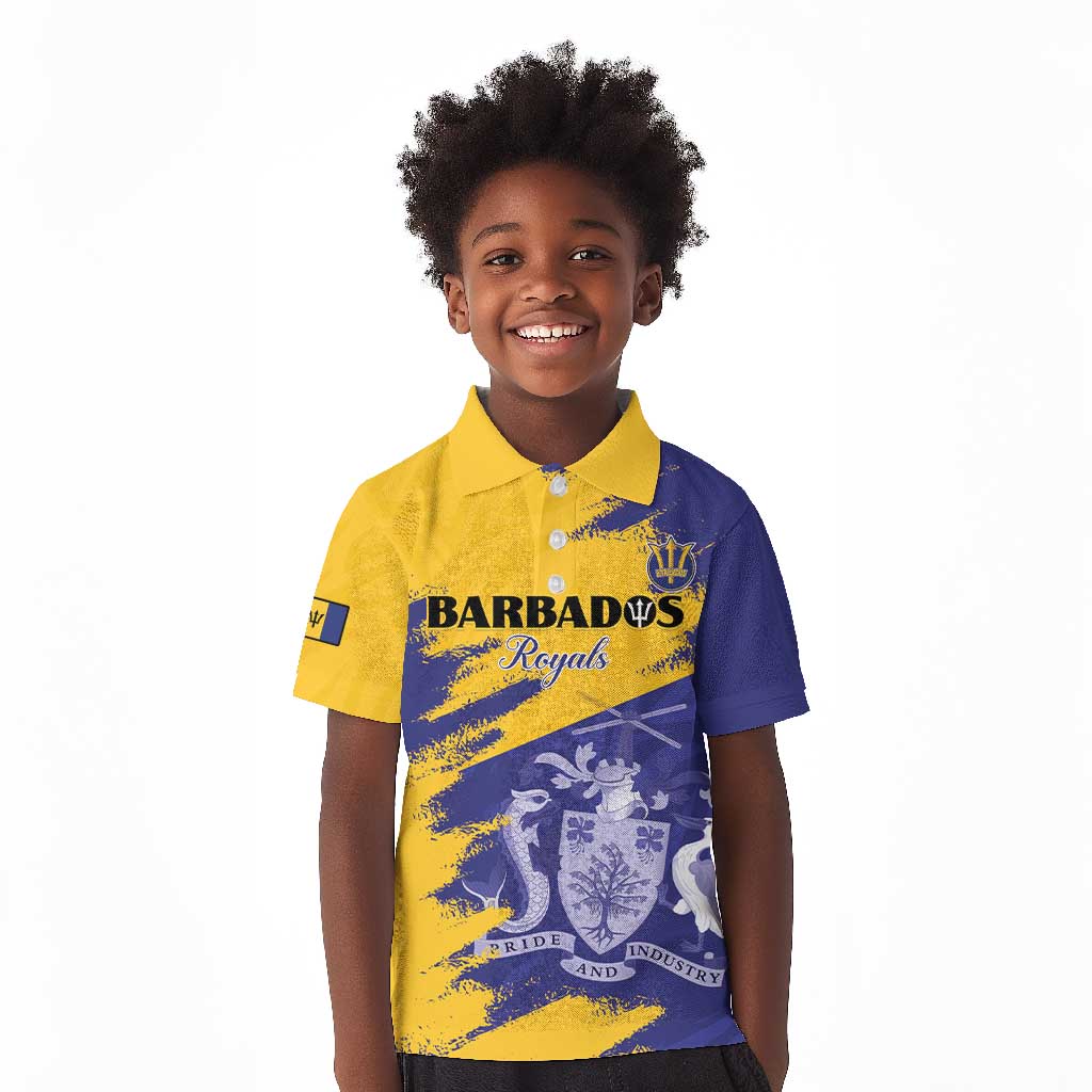 Barbados Royals Cricket Custom Kid Polo Shirt Coat Of Arms Flag Style - African Pride