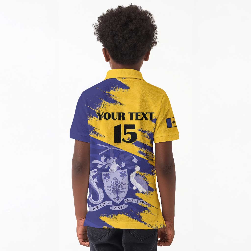 Barbados Royals Cricket Custom Kid Polo Shirt Coat Of Arms Flag Style - African Pride