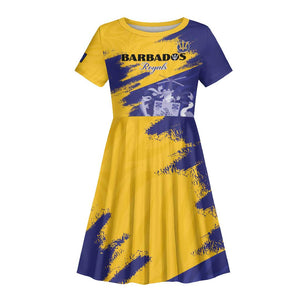 Barbados Royals Cricket Custom Kid Short Sleeve Dress Coat Of Arms Flag Style - African Pride